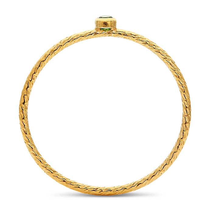 Anel Brilhante com CZ Verde, Folheado a Ouro Amarelo 14/20