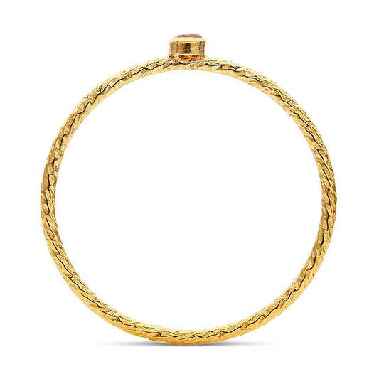 Anel Brilhante com Zircónia Cúbica Champagne, Folheado a Ouro Amarelo 14/20