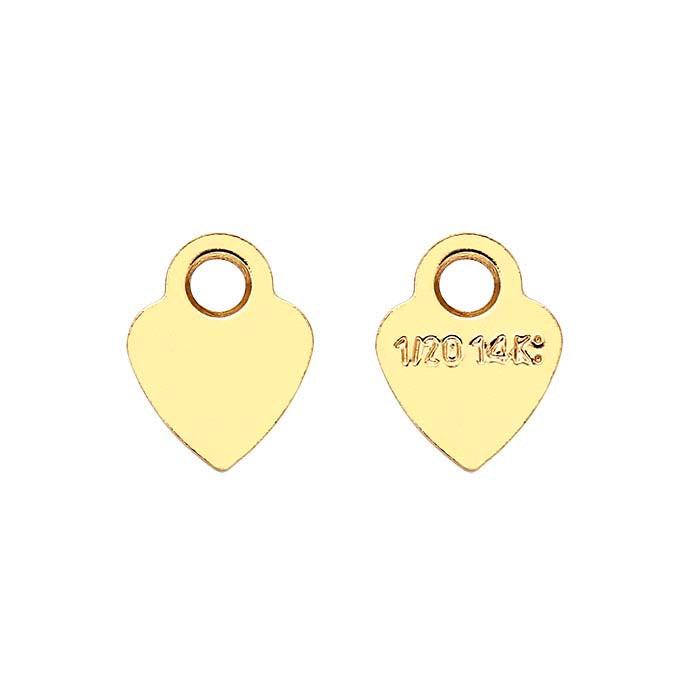 14/20 Yellow Gold-Filled 3.5mm Heart "1/20 14K" Tag, 0.25mm