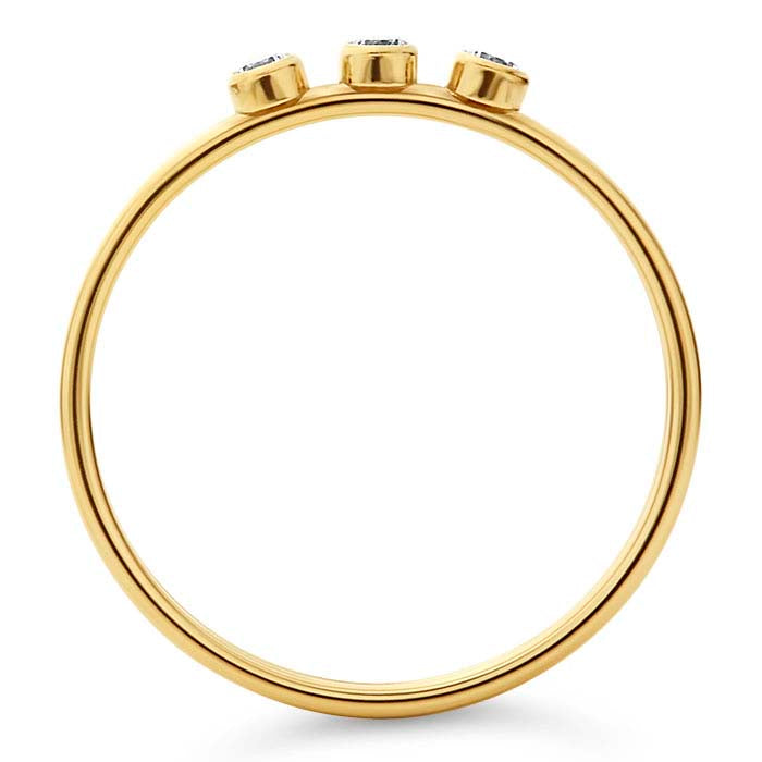 14/20 Yellow Gold-Filled Three-Stone White CZ-Set Ring