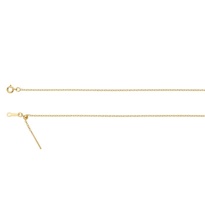 14K Yellow Gold Add-A-Bead Cable Chain Necklaces, Adjustable