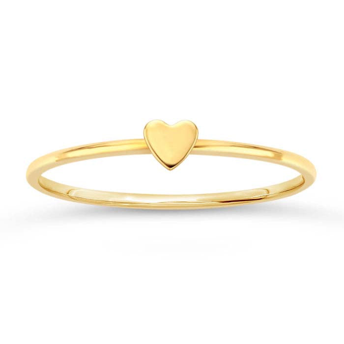 14K Yellow Gold Heart Accent Stackable Ring