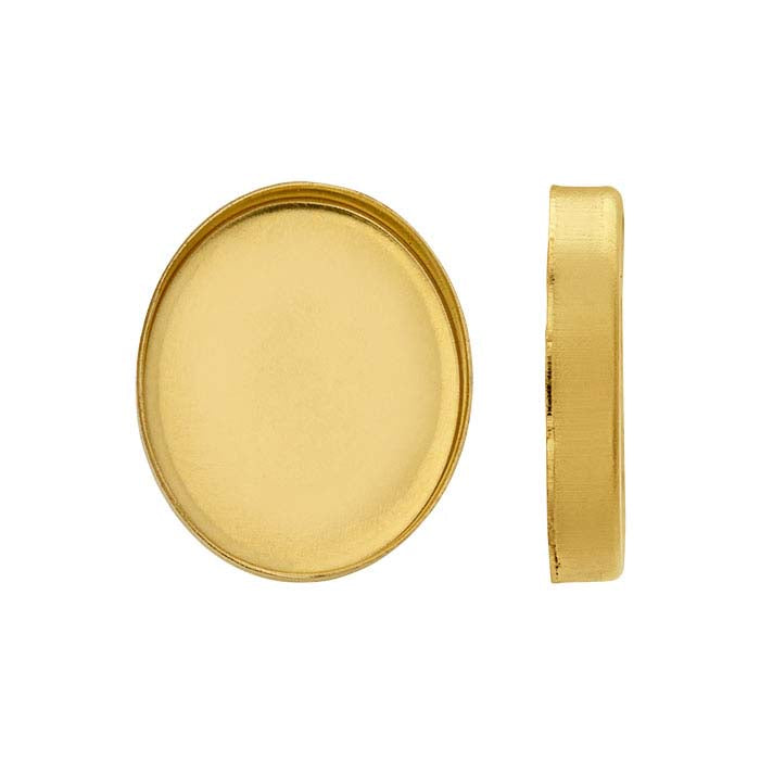 14/20 Yellow Gold-Filled 12 x 10mm Oval Bezel Cup Setting