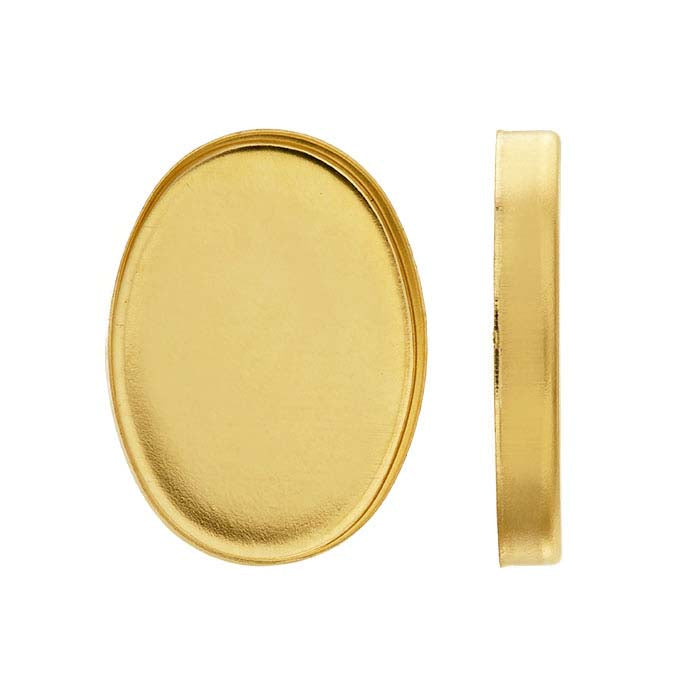 14/20 Gult Gull-Fylt 18 x 13mm Oval Innfatning med Kant