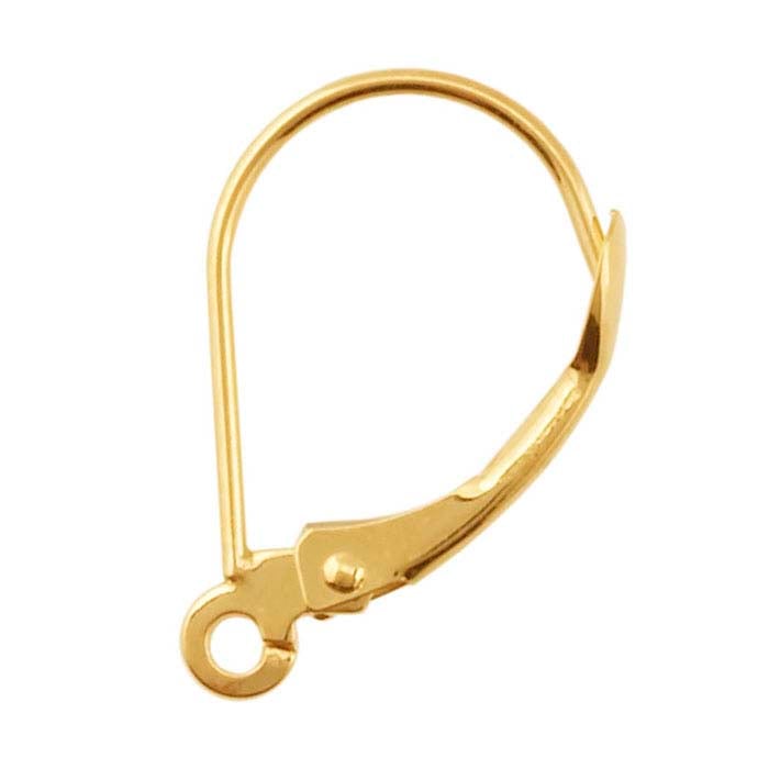 18K Yellow Gold Lever-Back Ear Wire with Open Ring