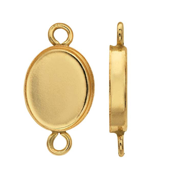 14/20 Yellow Gold-Filled Oval Cabochon Link Component Mounting