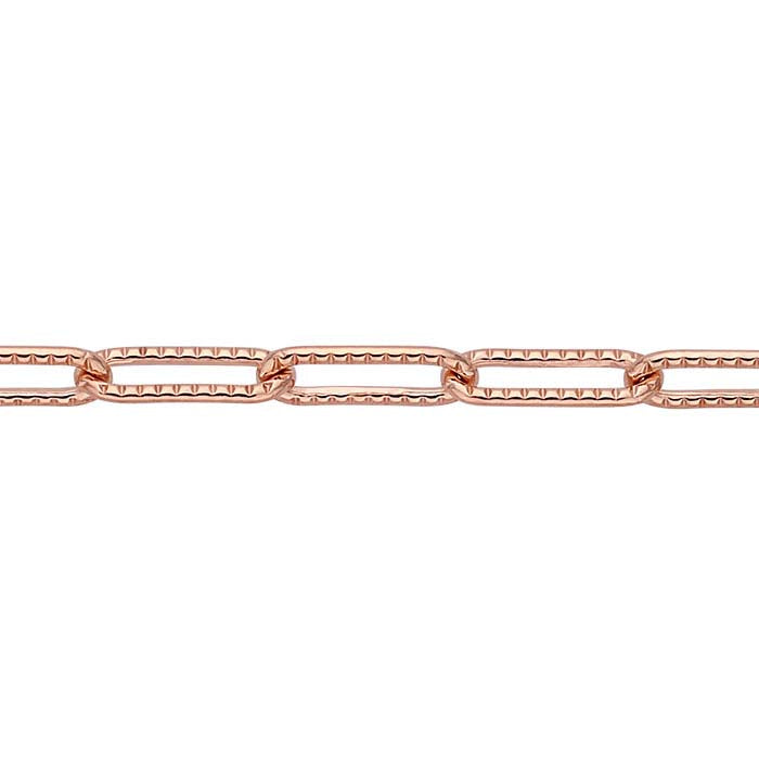 14/20 Roségoud Gevuld 3mm Gevlochten Kabelketting, Per Voet