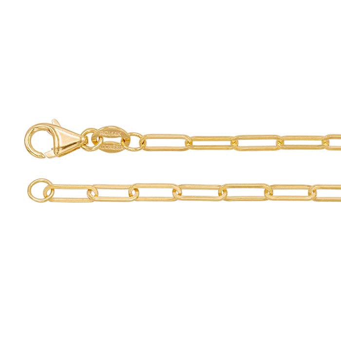 Corrente de Cabo Oval Plana 2,1mm em Ouro Amarelo 14K