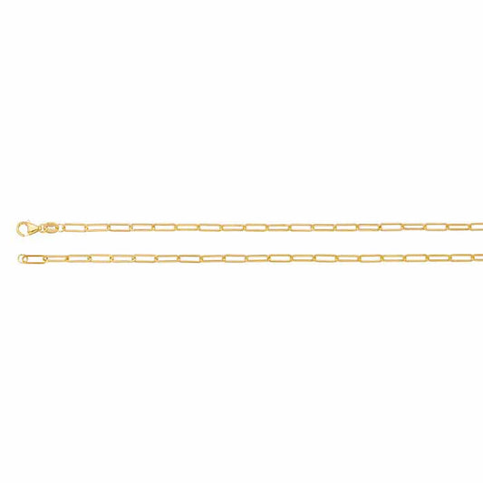 14K Yellow Gold 2.5mm Flat Oval Cable Chain