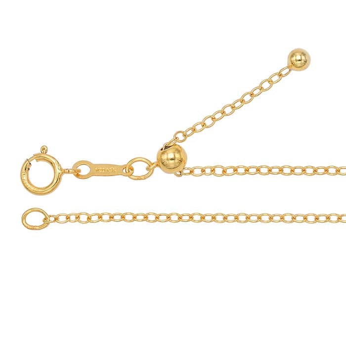 14/20 Gelbgold gefüllte 1,7 mm Kabelkette, verstellbar