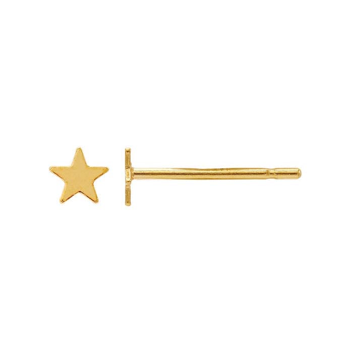14K Yellow Gold Tiny Star Post Earring