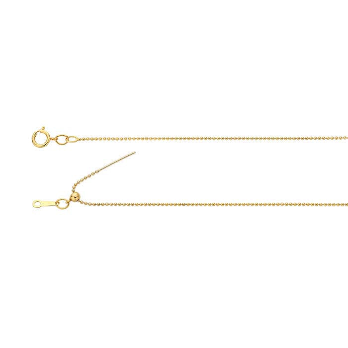 14/20 Yellow Gold-Filled 1.1mm Add-A-Bead Bead Chain Necklace, Adjustable