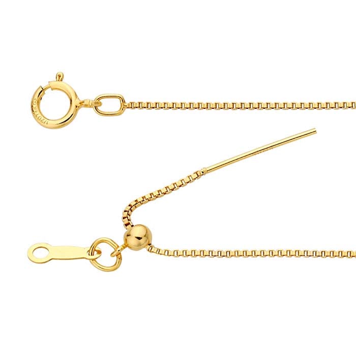 Halskette mit 14/20 Gelbgold-Füllung, 1,1 mm, Add-A-Bead-Boxkette, verstellbar