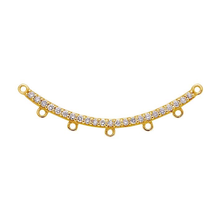 14K Yellow Gold Diamond-Set Crescent Festoon Pendant