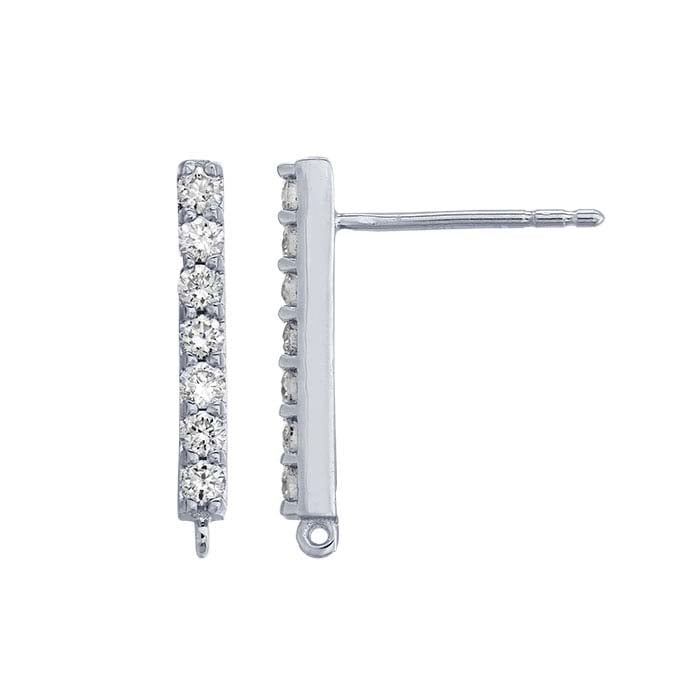 14K White Gold Diamond-Set Post Earring with Closed Ring