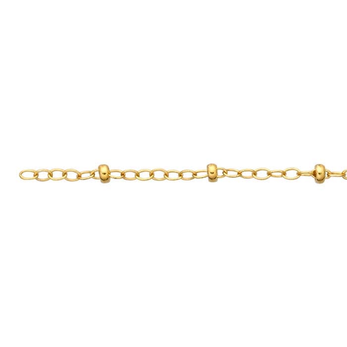14/20 Yellow Gold-Filled 1.5mm Oval Cable Chain with 2mm Roundel Beads, By the Foot
