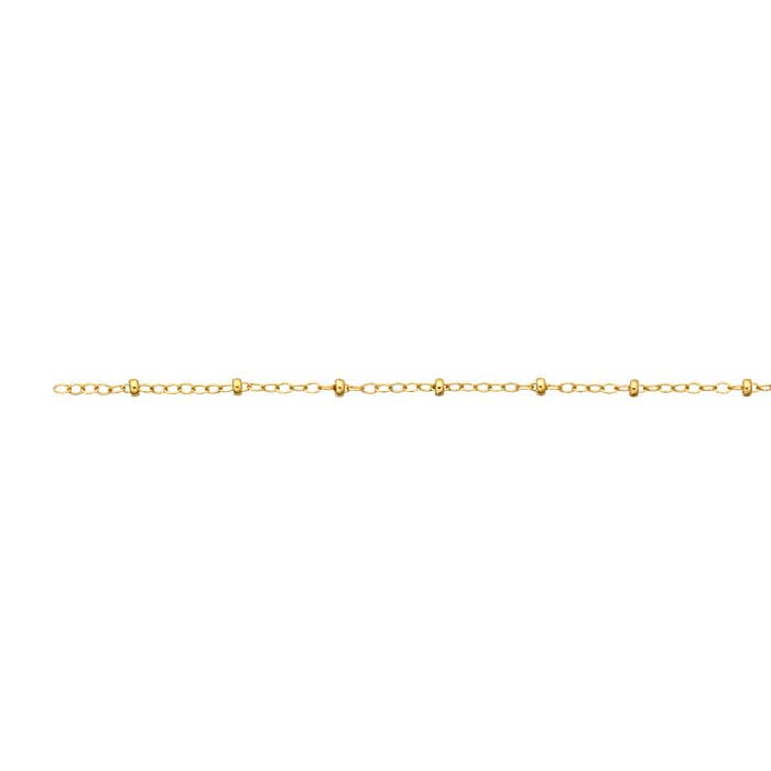14/20 Yellow Gold-Filled 1.5mm Oval Cable Chain with 2mm Roundel Beads, By the Foot