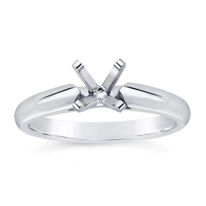 14K White Gold 4mm Round Cathedral Engagement Ring Mounting