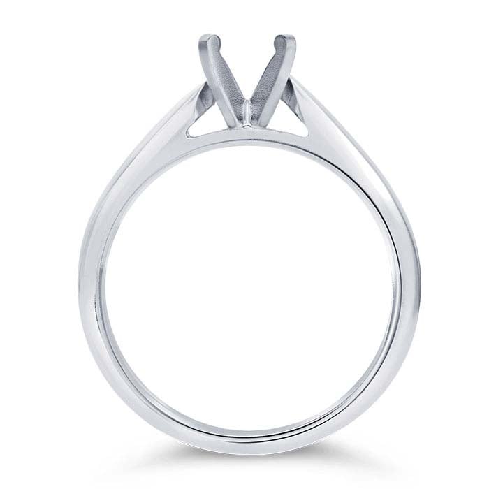 14K White Gold 4mm Round Cathedral Engagement Ring Mounting