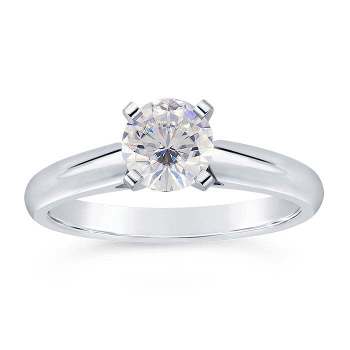 14K White Gold 4mm Round Cathedral Engagement Ring Mounting