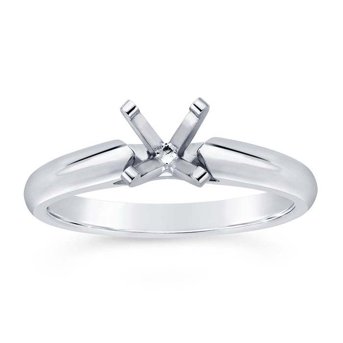 14K White Gold 4mm Round Cathedral Engagement Ring Mounting