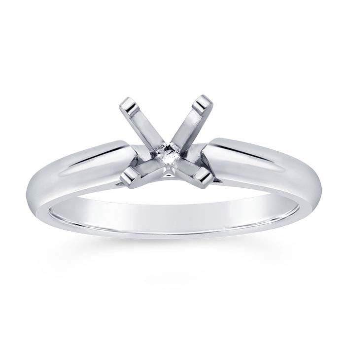 14K White Gold 5mm Round Cathedral Engagement Ring Mounting
