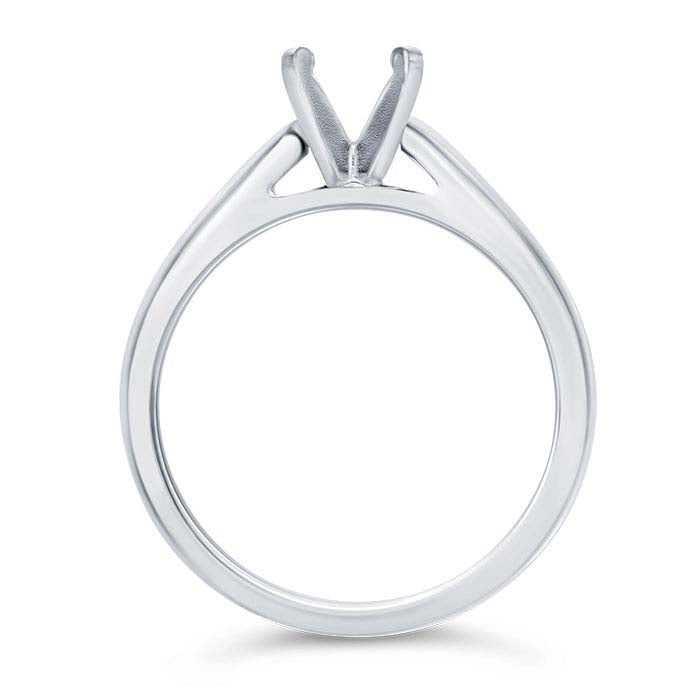14K White Gold 5mm Round Cathedral Engagement Ring Mounting