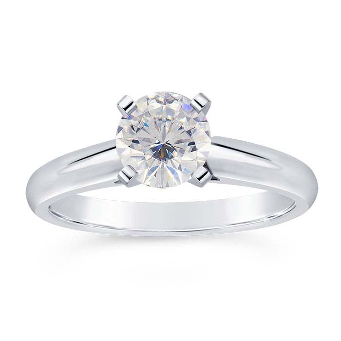 14K White Gold 5mm Round Cathedral Engagement Ring Mounting