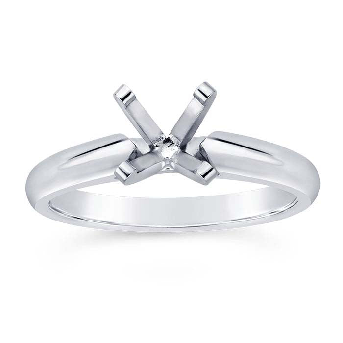 14K White Gold Round Cathedral Engagement Ring Mounting