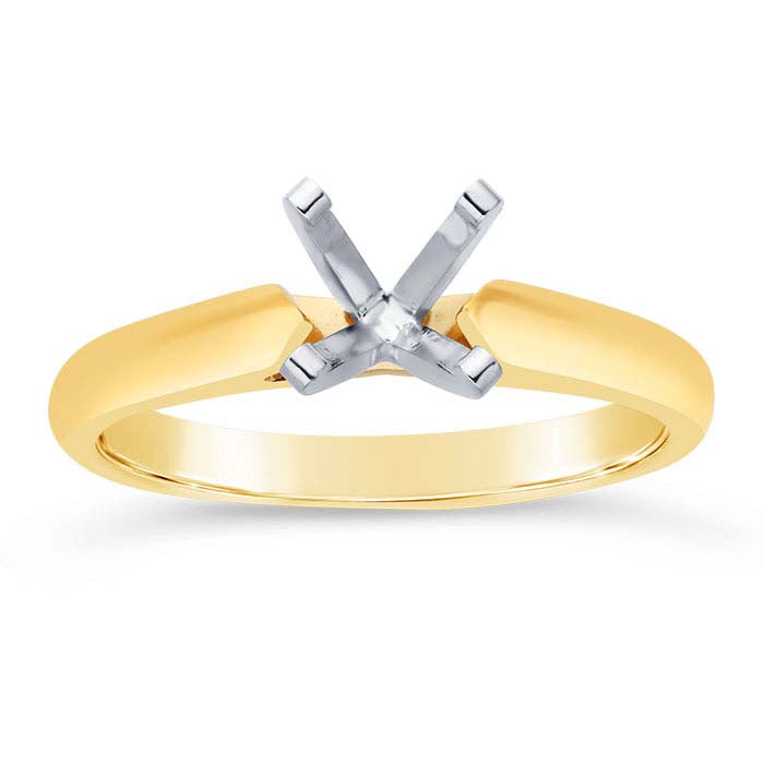 14K Yellow Gold 5.8mm Round Cathedral Engagement Ring Mounting
