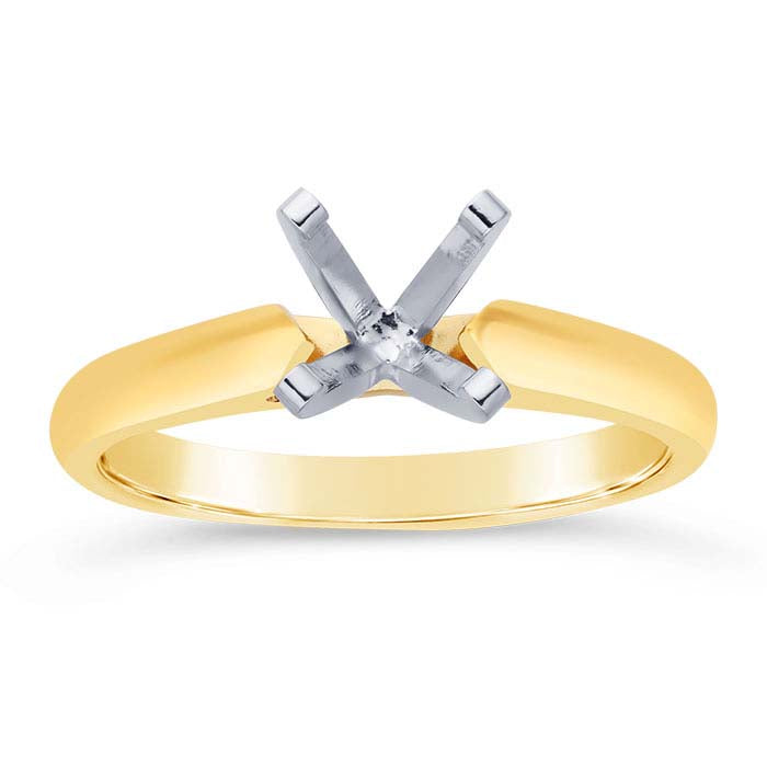 14K Yellow Gold 6.5mm Round Cathedral Engagement Ring Mounting