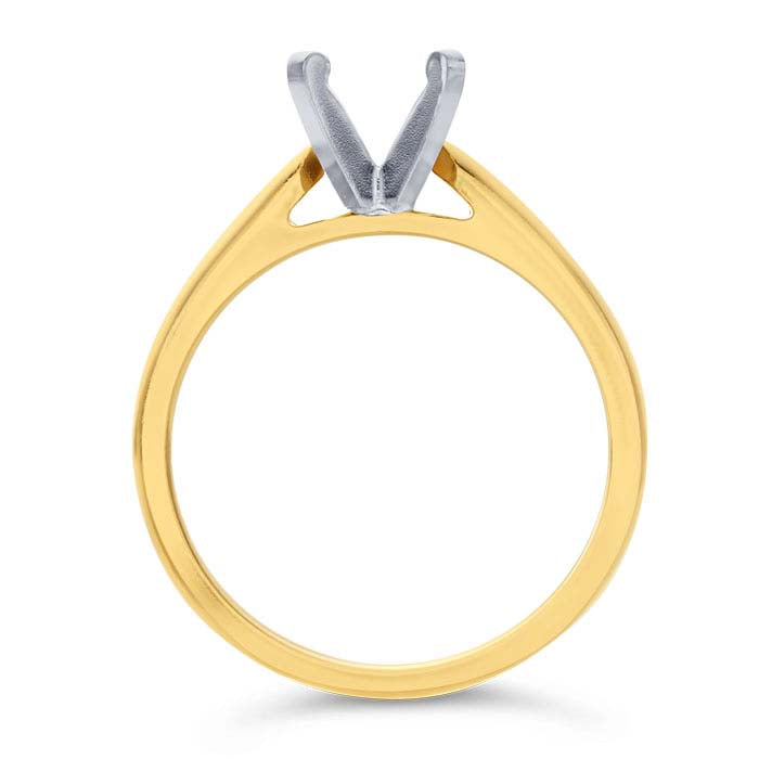 14K Yellow Gold 6.5mm Round Cathedral Engagement Ring Mounting