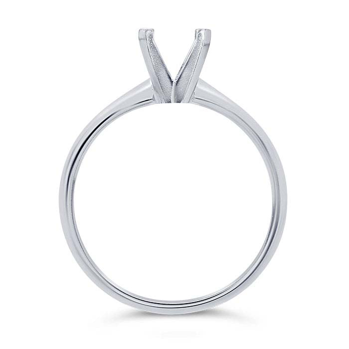 14K White Gold 5mm Round Low Engagement Ring Mounting