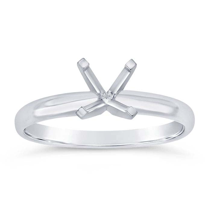 14K White Gold 5.8mm Round Low Engagement Ring Mounting
