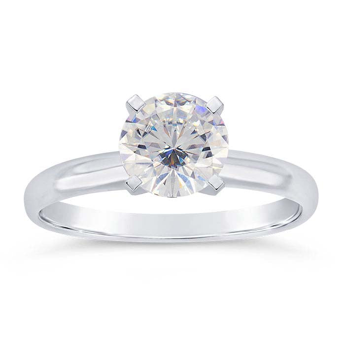 14K White Gold 5.8mm Round Low Engagement Ring Mounting