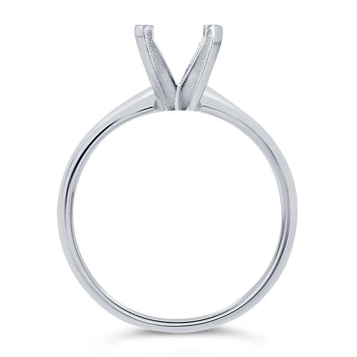 14K White Gold 6.5mm Round Low Engagement Ring Mounting