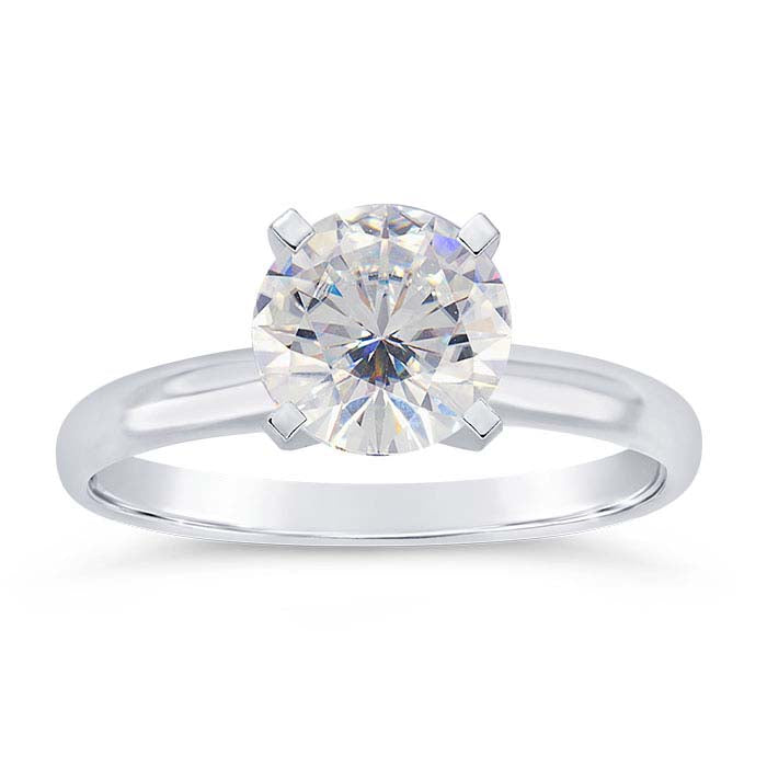 14K White Gold 6.5mm Round Low Engagement Ring Mounting