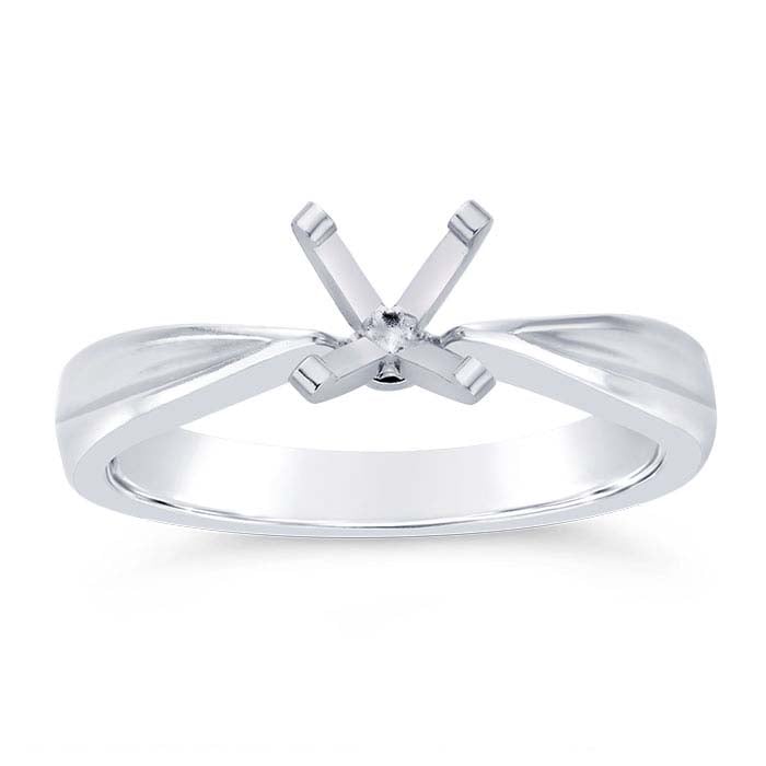 14K White Gold 5mm Round Tapered Engagement Ring Mounting