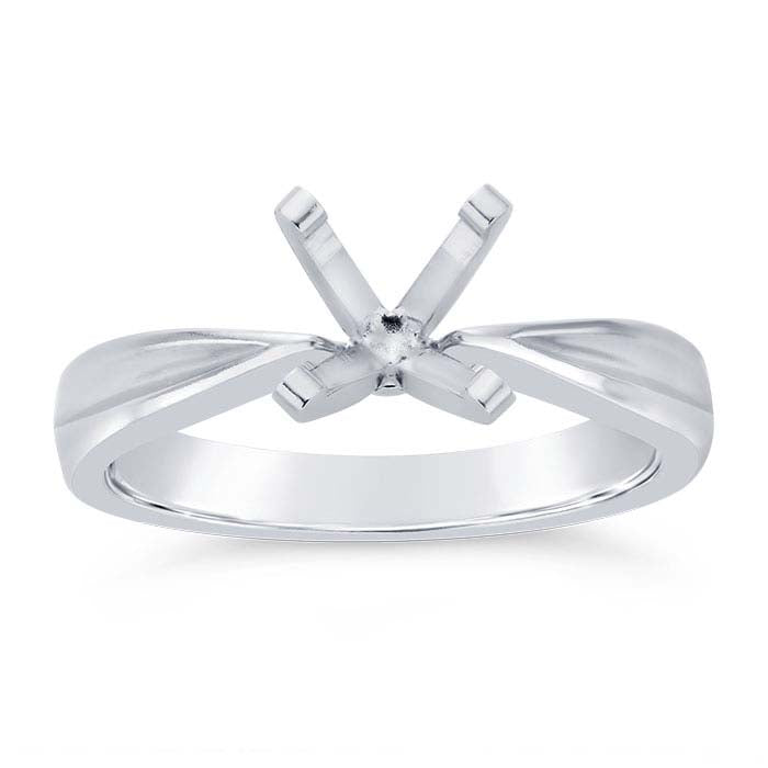 14K White Gold 6.5mm Round Tapered Engagement Ring Mounting