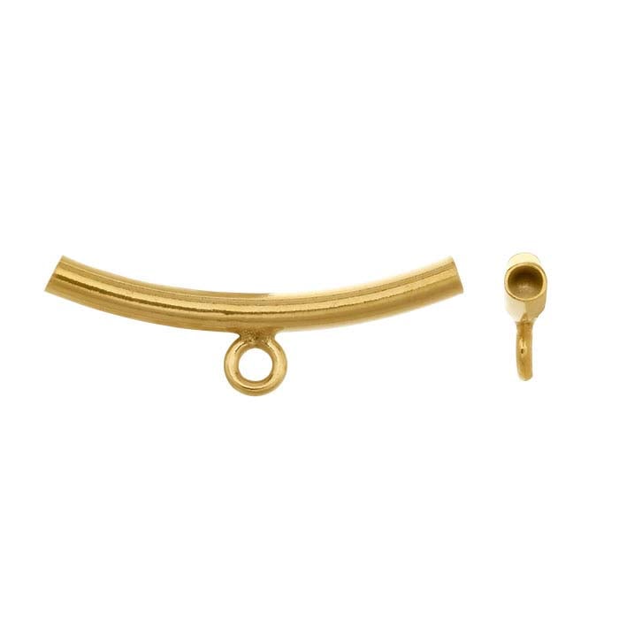 14/20 Yellow Gold-Filled 20mm Curved Tube Bead with Ring