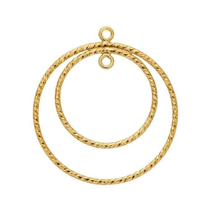 14/20 Yellow Gold-Filled Sparkle Circles Component with Closed Rings