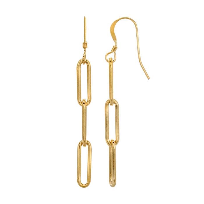 14/20 Yellow Gold-Filled Three-Link Paperclip Earrings