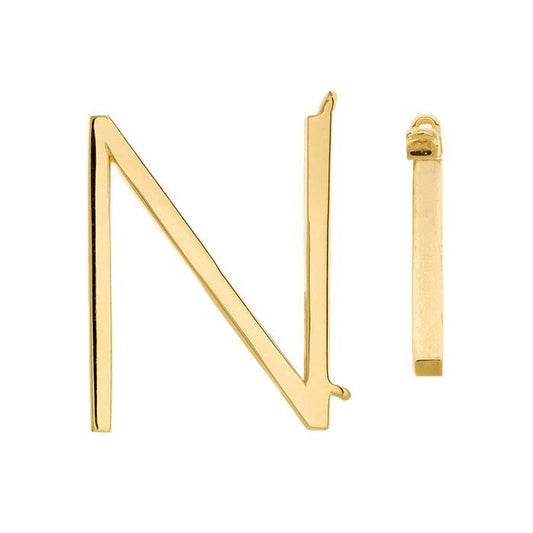 14K Yellow Gold Alphabet Sideways Festoon Pendant, N