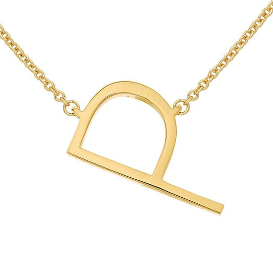 14K Yellow Gold Alphabet Sideways Festoon Pendant, P