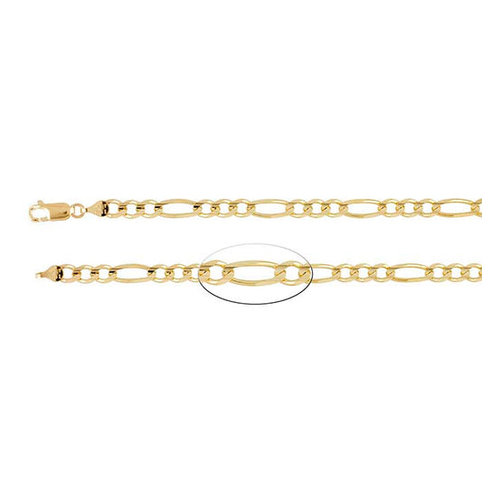 14K Yellow Gold 4.5mm Diamond-Cut Figaro Chain