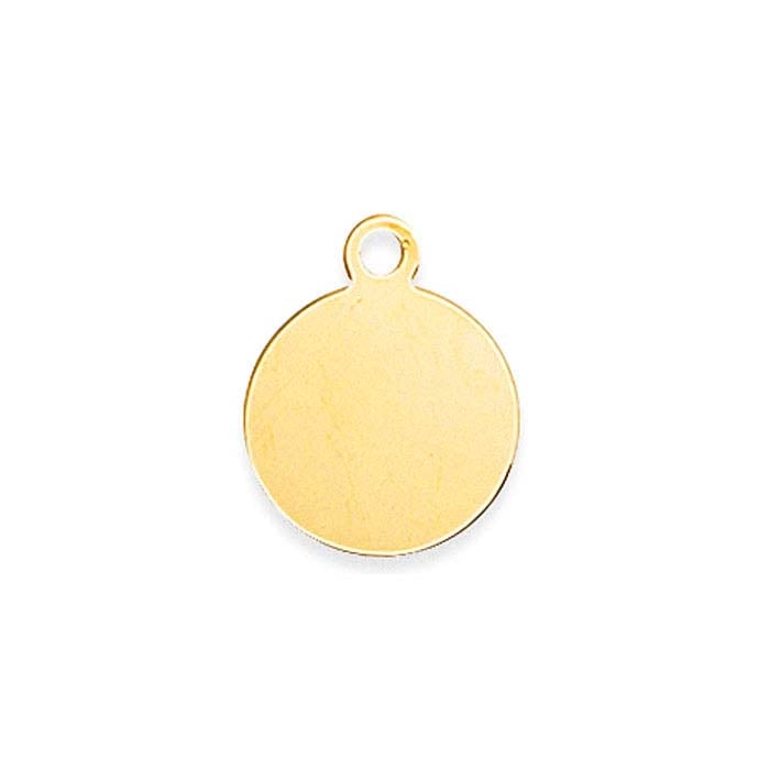 14K Yellow Gold Round Disc Charm