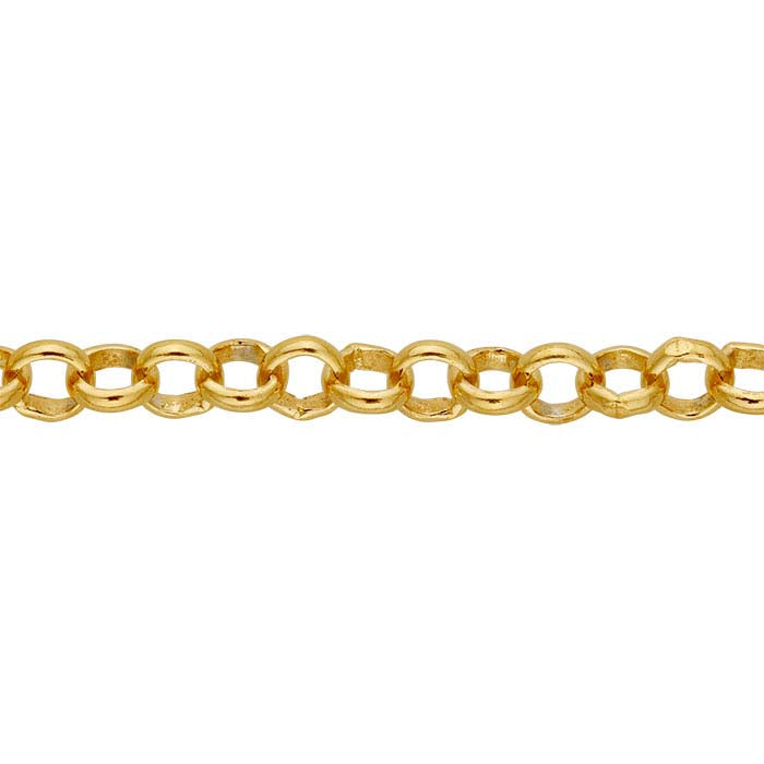 14/20 Gult Guld-Fyllt 3mm Rund Rolo-Kedja, Per Fot