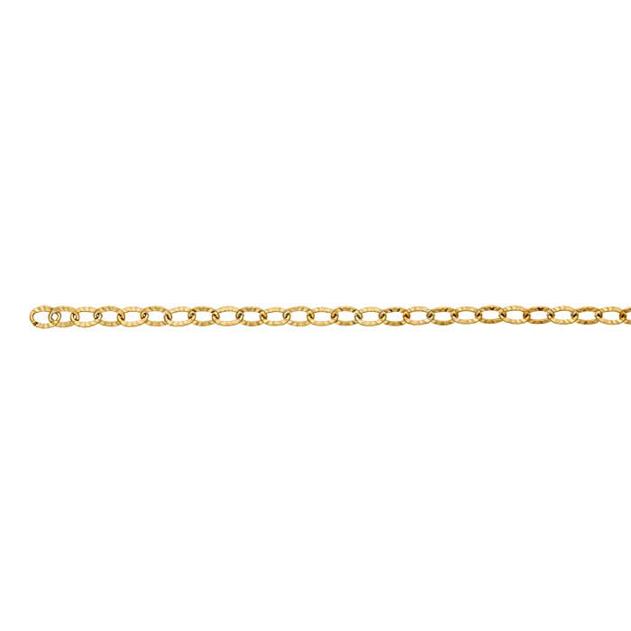 14/20 Gelbgold gefüllte ovale Kabelkette mit 2,8 mm Muster, pro Fuß
