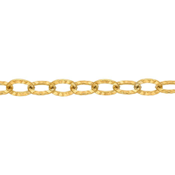 14/20 Gelbgold gefüllte ovale Kabelkette mit 2,8 mm Muster, pro Fuß