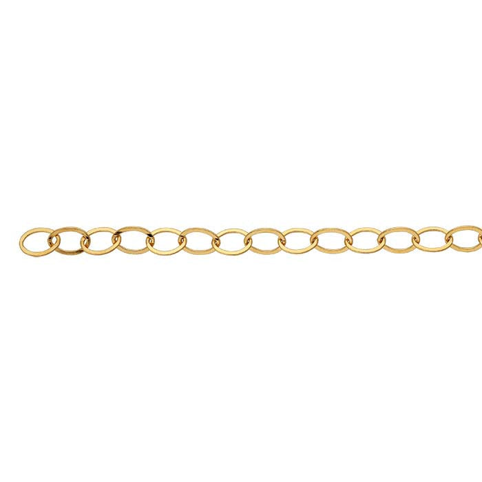 14/20 Gelbgold gefüllte 5 mm flache ovale Kabelkette, pro Fuß